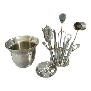 9-Piece Stainless Steel Bartender Kit, Bar Cocktail Tool Set w/ Ice Bucket